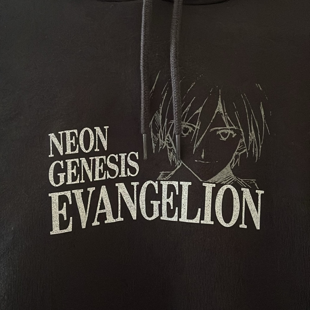 GU (Uniqlo) xNeon Genesis Evangelion Cotton Sweat Hoodie dark  Gray slim fit XS - Picture 2 of 7